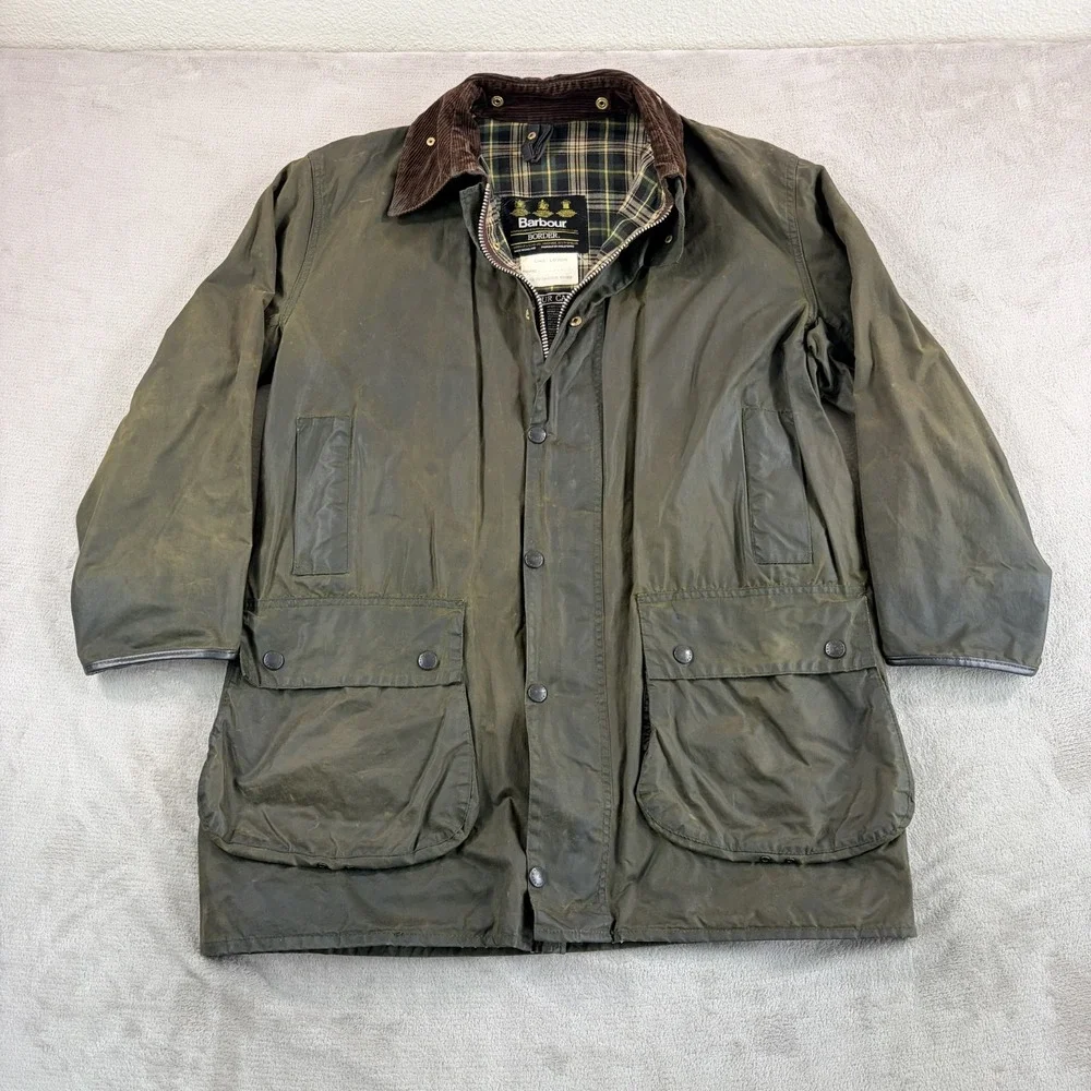 Vintage Barbour A200 Border Wax Jacket C42/107CM Sage Green Country England 80s